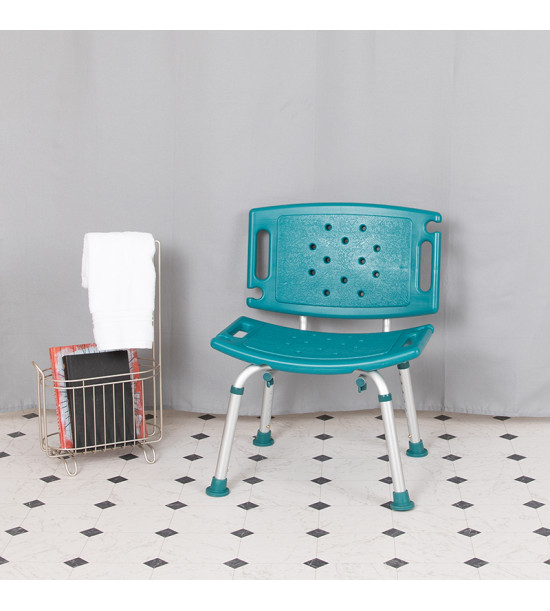 Flash Furniture DC-HY3501L-TL-GG HERCULES Series Tool-Free and Quick Assembly, 300 Lb. Capacity, Adjustable Teal Bath & Shower Chair with Extra Large Back Flash Furniture DC-HY3501L-TL-GG HERCULES Series Tool-Free and Quick Assembly, 300 Lb. Capacity, Adjustable Teal Bath & Shower Chair with Extra Large Back